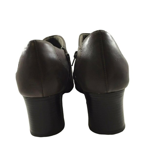 Clarks Booties Shoes 83681 Womens 10 M Heels Side Zipper Gray Brown Leather - Picture 10 of 12
